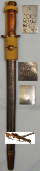 *Scarce WWII British 1907 ‘Lanchester’ Bayonet, Scabbard and Frog. BAYO 708. Bayonet