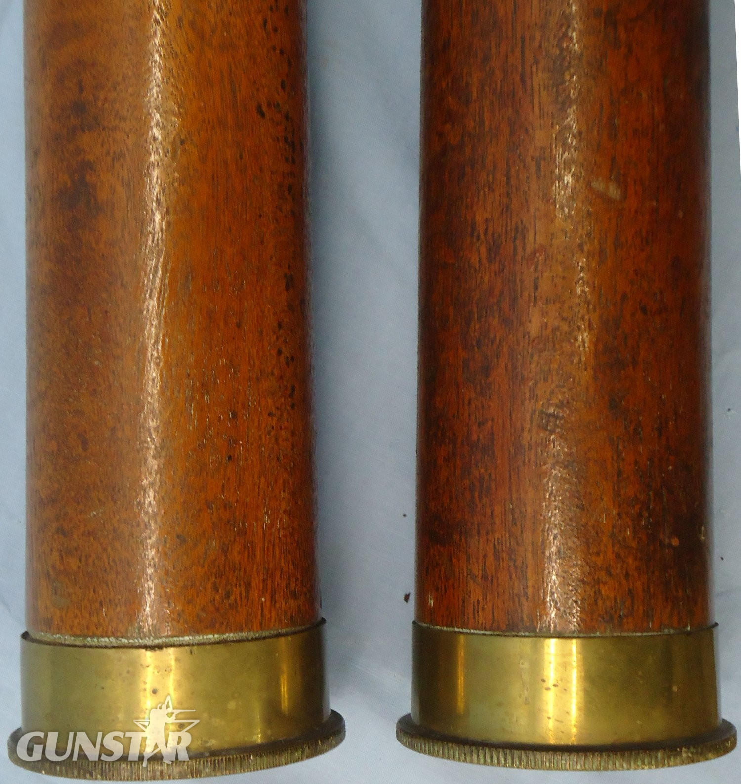 DEACTIVATED INERT. PAIR of WW2 British 1942 Dated 6pr7cwt (57x441R) Tank and Anti-Tank Gun Wood And Brass Drill Rounds. - 23301 DEACTIVATED INERT. PAIR of WW2 British 1942 Dated 6pr7cwt (57x441R) Tank and Anti-Tank Gun Wood And Brass Drill Rounds. - 23301 Various Other Ammunition 