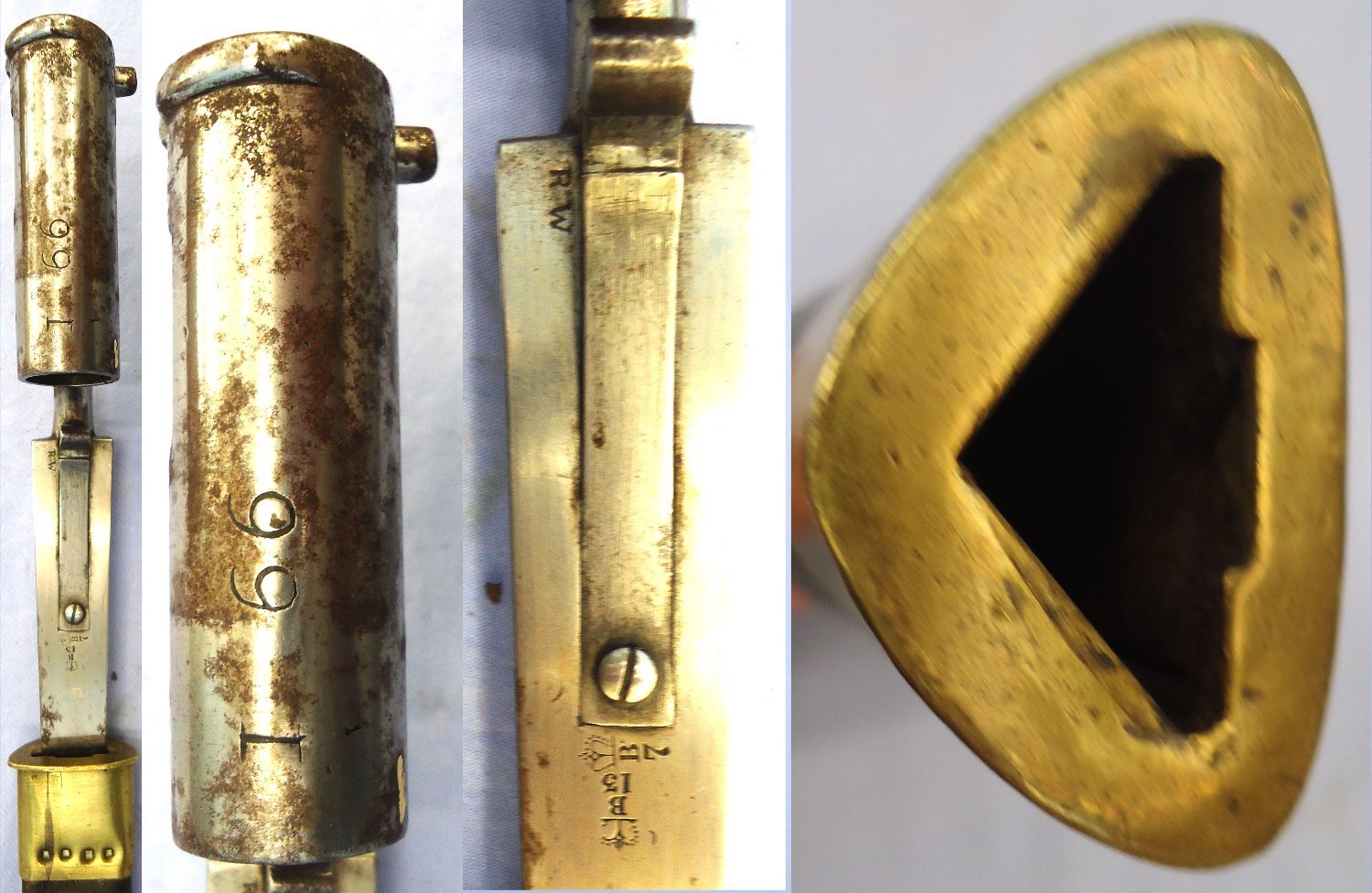 British, Pattern 1840 Constabulary Bayonet and Scabbard by RW (R.W. Aston (Richard & William Aston, Birmingham)). Sn 23767 Bayonet