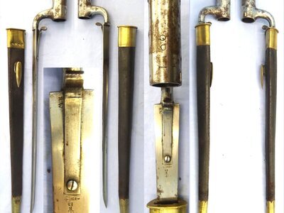 British, Pattern 1840 Constabulary Bayonet and Scabbard by RW (R.W. Aston (Richard & William Aston, Birmingham)). Sn 23767 Bayonet