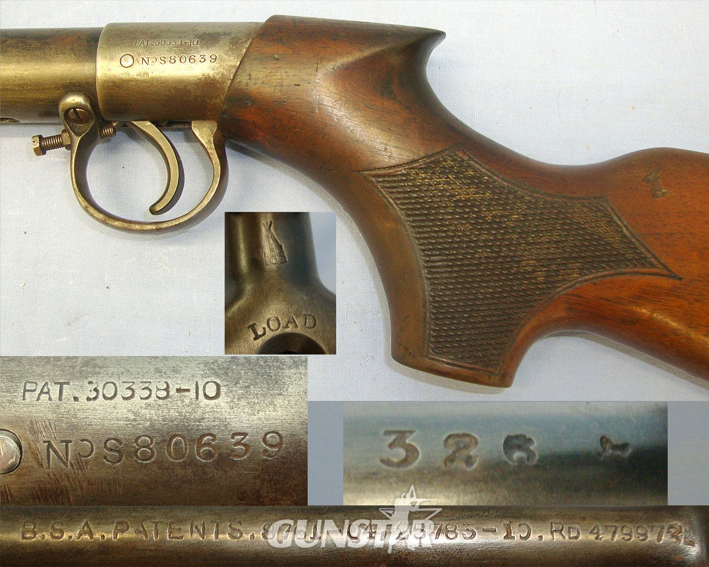 RARE** Pre WW1 Junior Or Boy’s Pattern 1913-1914 BSA .177 Calibre Underlever Air Rifle With Pistol Grip Stock & ‘S’ Prefix Serial Number. Sn 23421 air rifle .177