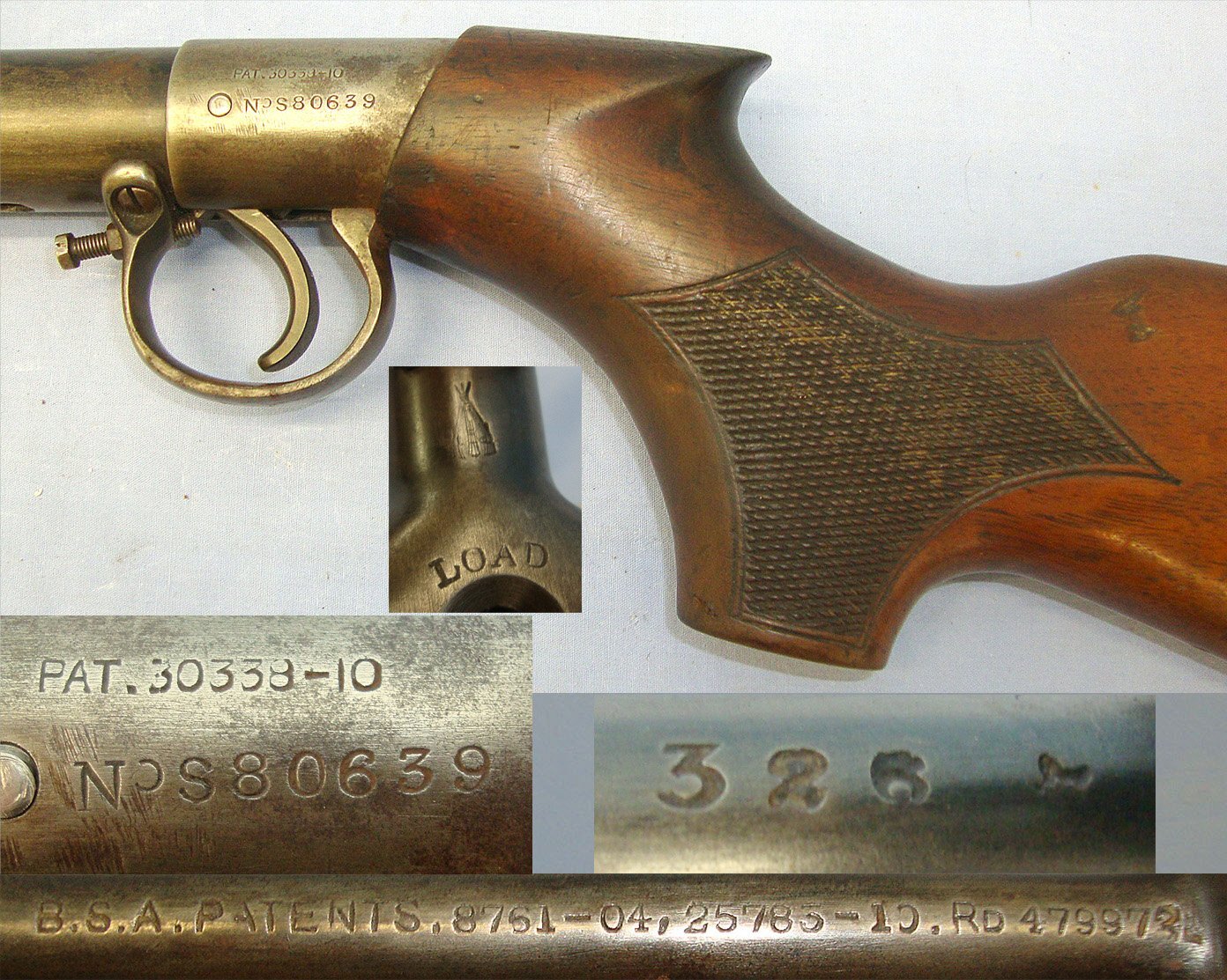 RARE** Pre WW1 Junior Or Boy’s Pattern 1913-1914 BSA .177 Calibre Underlever Air Rifle With Pistol Grip Stock & ‘S’ Prefix Serial Number. Sn 23421 air rifle .177