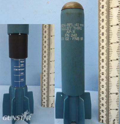  FN Herstal INERT DEACTIVATED. FN Herstal 40mm Bullet-Thru Telgren Practice Rifle Grenade Fo Antique & Militaria