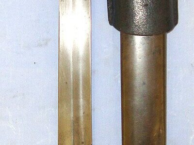 WW1 1915 Imperial German Haenel Model 98/05 'Butcher Bayonet' For Mauser Infantry Service Rifles & Steel Scabbard With 1916 Kern Klager & Cie Neu-Ulm Leather Frog Regiment Marked ‘6.J.R’ (6th Infantry Regiment). BAYO 501  Bayonet