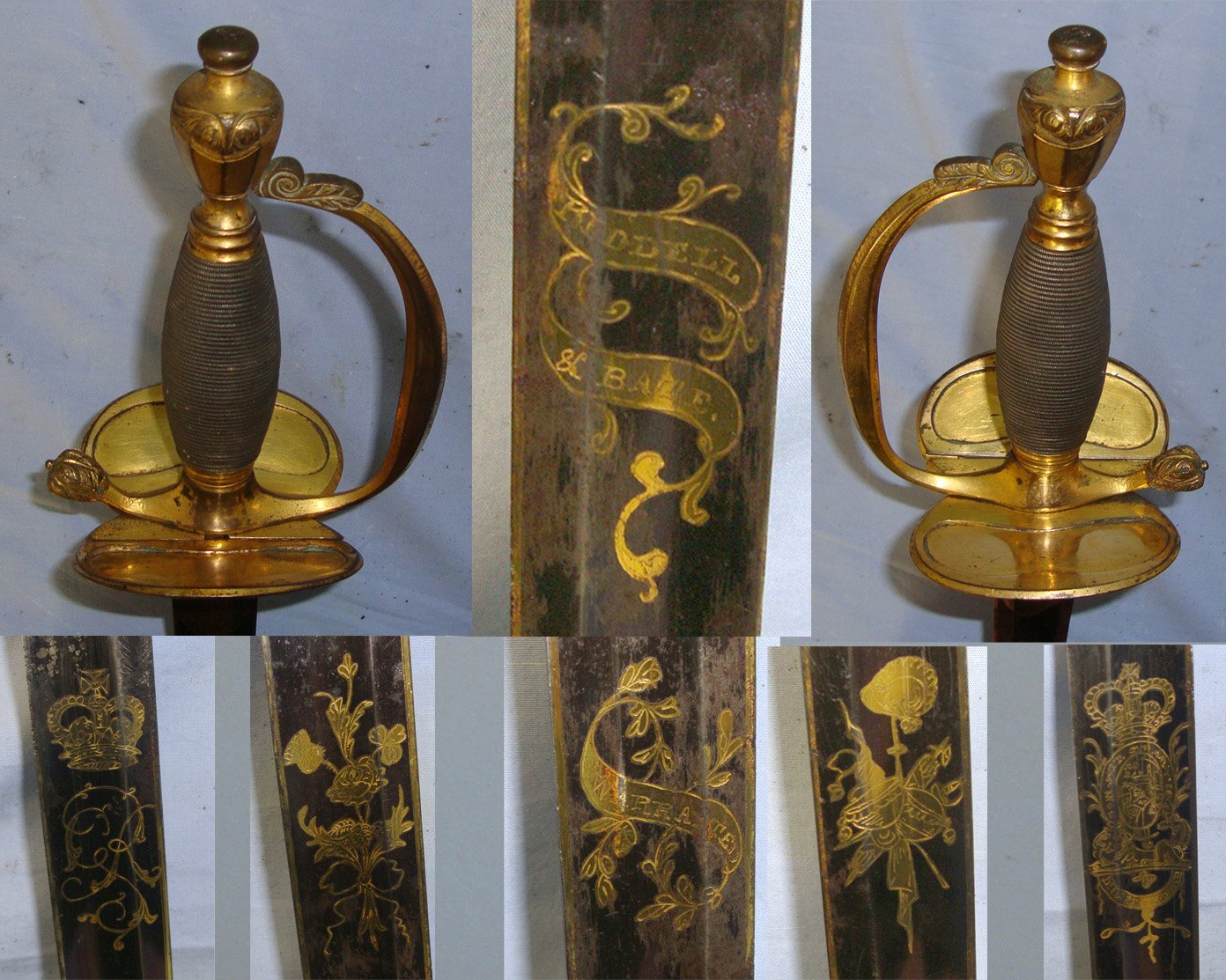 QUALITY**NAPOLEONIC PENINSULAR WARS ERA** British Georgian Reddell & Bate 1796 Pattern Infantry Officer’s Sword With Blued & Gilt Etched Warranted Blade & Scabbard. Sn 22658 Sword