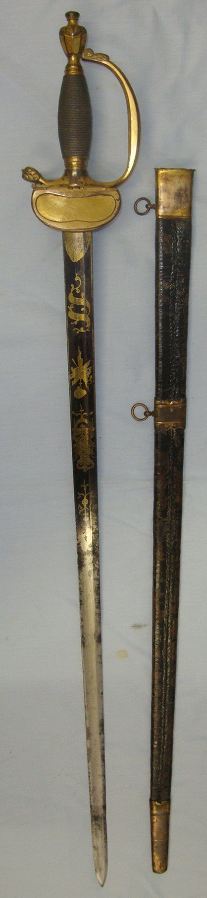  QUALITY**NAPOLEONIC PENINSULAR WARS ERA** British Georgian Reddell & Bate 1796 Pattern Infantry Officer’s Sword With Blued & Gilt Etched Warranted Blade & Scabbard. Sn 22658 Sword