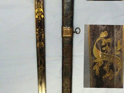 QUALITY**NAPOLEONIC PENINSULAR WARS ERA** British Georgian Reddell & Bate 1796 Pattern Infantry Officer’s Sword With Blued & Gilt Etched Warranted Blade & Scabbard. Sn 22658 Sword