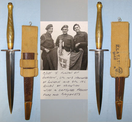 Fairbairn Sykes FS Fighting Knife, Theatre Marked Hilt ‘Holland, Vaagso, Dieppe, Knive