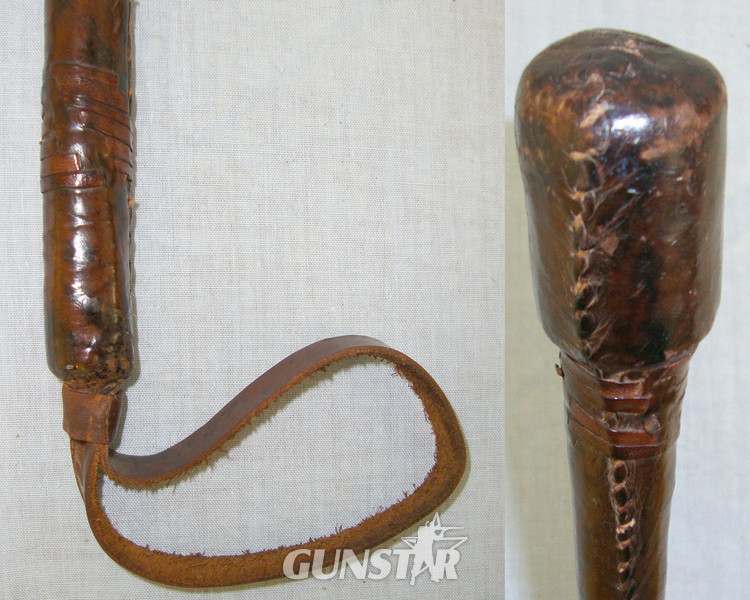 Boer War / WW1 Era British Cavalry Officers Private Purchase Leather Bound Riding Crop / Club With Integral Weighted Head For Self Defence Or Battle Use  Antique & Militaria