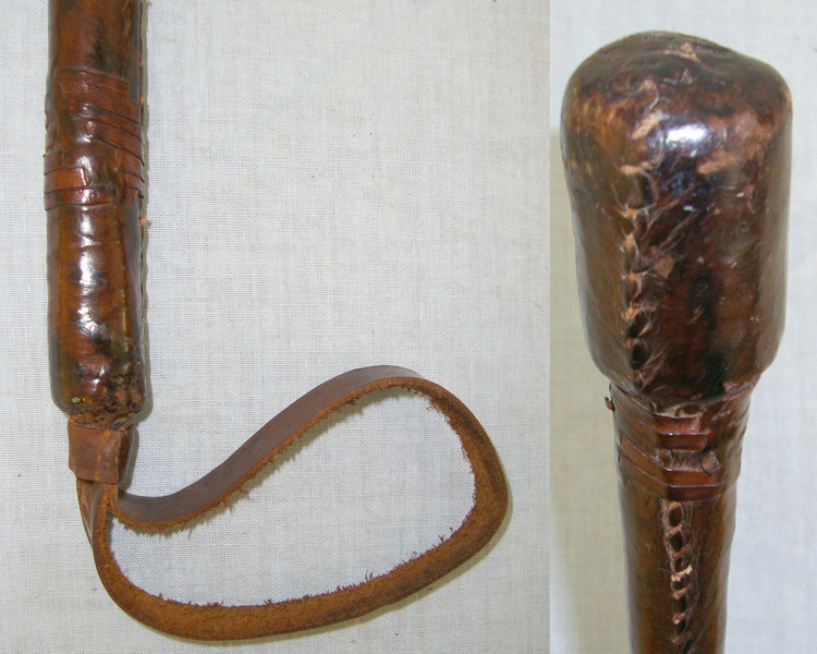 Boer War / WW1 Era British Cavalry Officers Private Purchase Leather Bound Riding Crop / Club With Integral Weighted Head For Self Defence Or Battle Use  Antique & Militaria