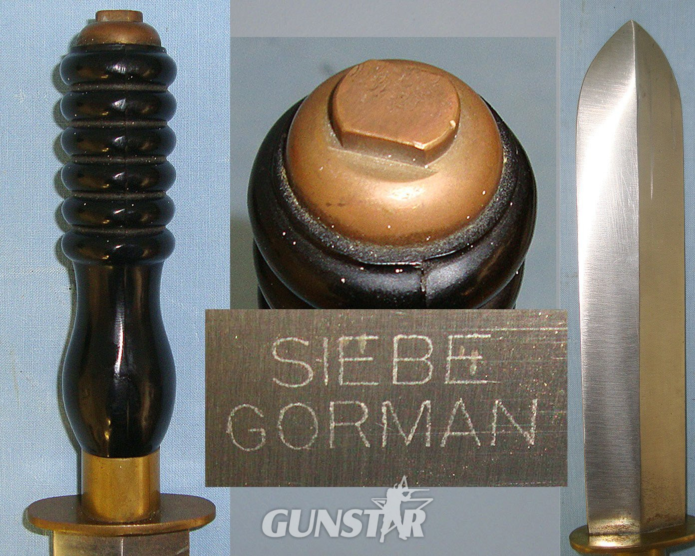 C1960’s Siebe Gorman Diver's Knife As Used By British Royal Navy Divers With Brass Scabbard Slotted For Belt Loop. Sn 21025 Knive