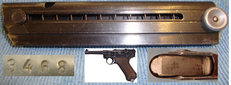 WWII Era Nazi German 8 Round Magazine with Correct Alloy Butt for the Luger P0 8 9mm Parabellum Semi Automatic Pistol. 19093. WWII Era Nazi German 8 Round Magazine with Correct Alloy Butt for the Luger P0 8 9mm Parabellum Semi Automatic Pistol. 19093.  Cartridges