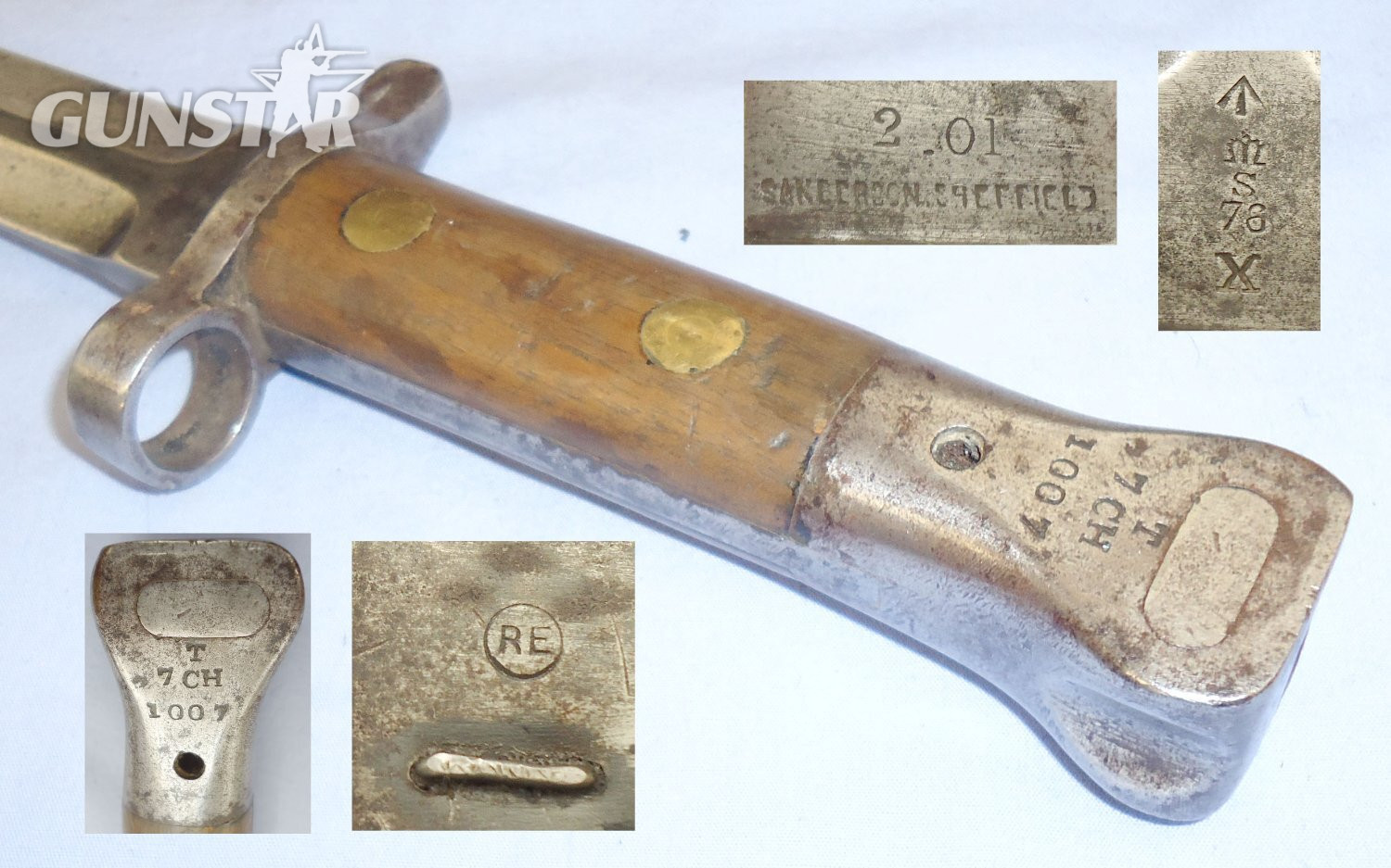Boer War Dated ‘1901’ P1888 MkII Bayonet Marked 7CH ‘7th Cheshire Battalion’ with Scabbard by Sanderson Sheffield. BAYO 401. Bayonet