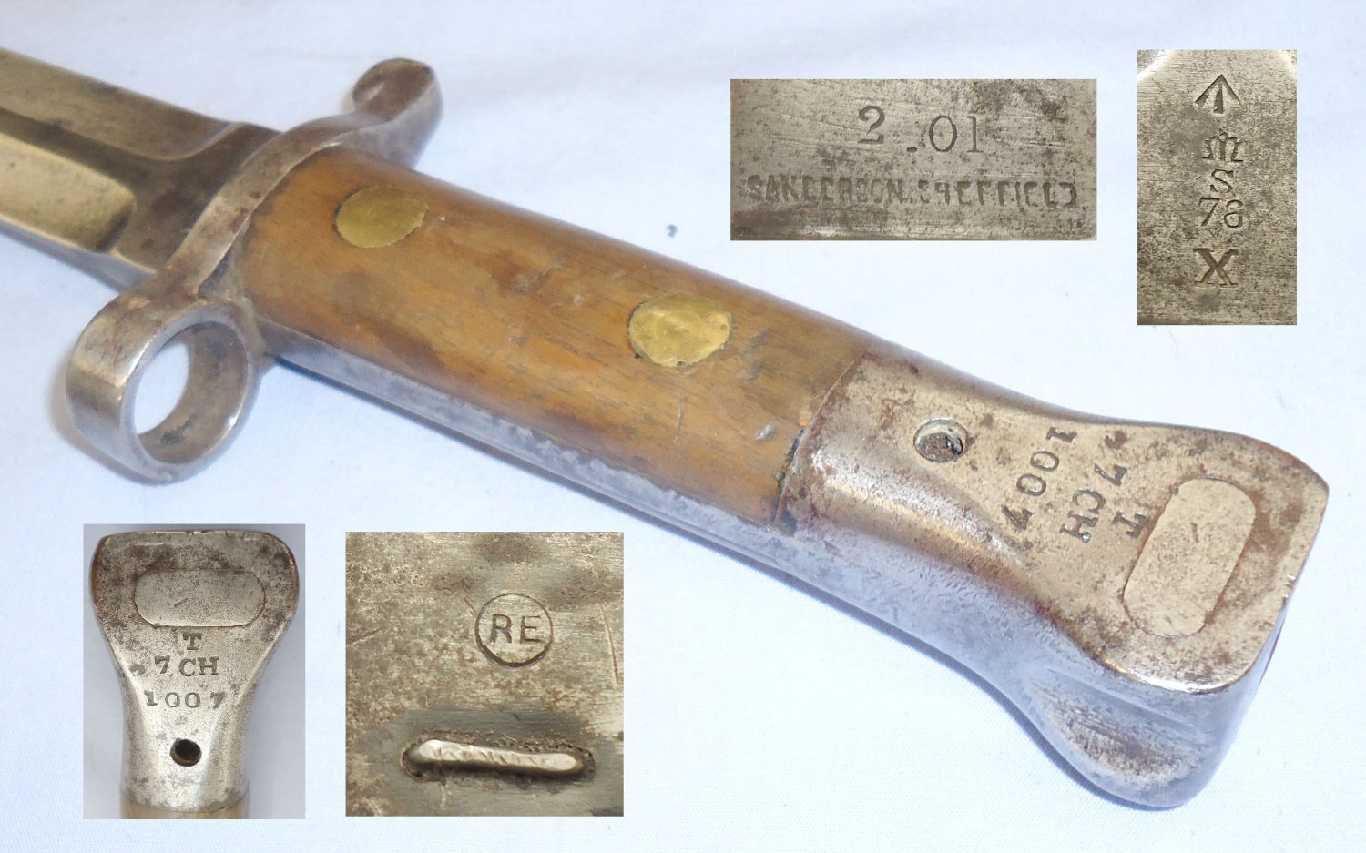 Boer War Dated ‘1901’ P1888 MkII Bayonet Marked 7CH ‘7th Cheshire Battalion’ with Scabbard by Sanderson Sheffield. BAYO 401. Bayonet