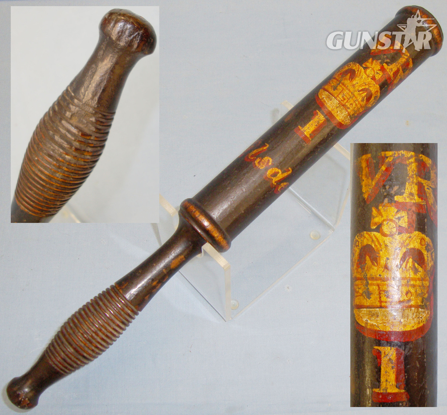 Victorian Wilsden Constabulary (West Yorkshire) Wood Police Baluster Tipstaff Truncheon with Hand Painted Decoration Crown VR Royal Cypher. 20608. Victorian Wilsden Constabulary (West Yorkshire) Wood Police Baluster Tipstaff Truncheon with Hand Painted Decoration Crown VR Royal Cypher. 20608. Antique & Militaria in 