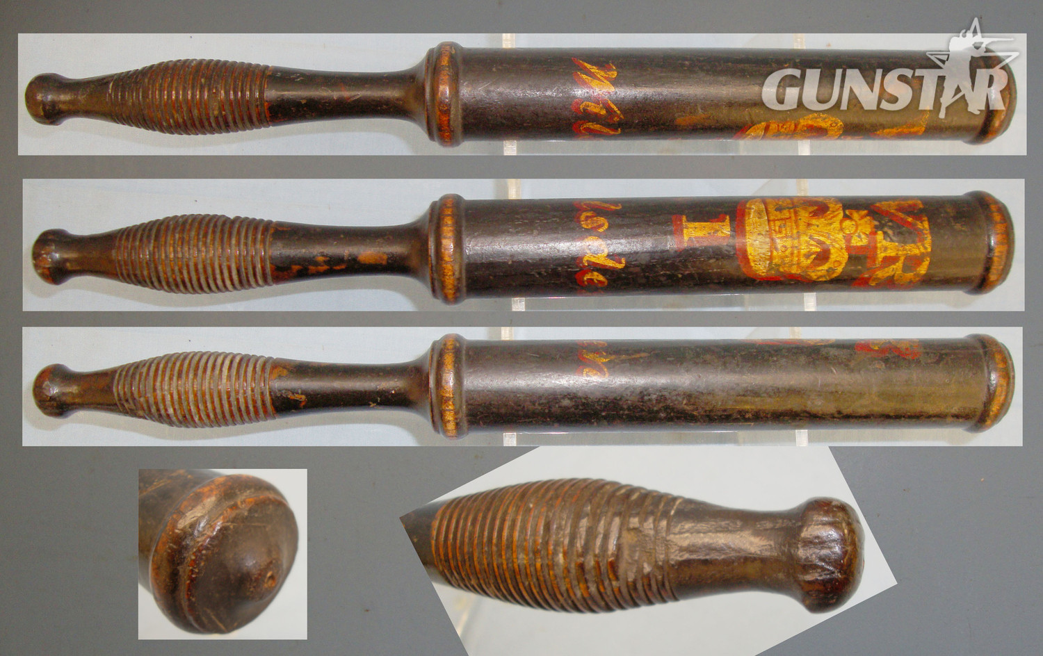 Victorian Wilsden Constabulary (West Yorkshire) Wood Police Baluster Tipstaff Truncheon with Hand Painted Decoration Crown VR Royal Cypher. 20608. Victorian Wilsden Constabulary (West Yorkshire) Wood Police Baluster Tipstaff Truncheon with Hand Painted Decoration Crown VR Royal Cypher. 20608. Antique & Militaria
