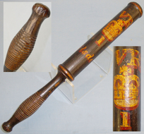 Victorian Wilsden Constabulary (West Yorkshire) Wood Police Baluster Tipstaff Truncheon with Hand Painted Decoration Crown VR Royal Cypher. 20608. Victorian Wilsden Constabulary (West Yorkshire) Wood Police Baluster Tipstaff Truncheon with Hand Painted Decoration Crown VR Royal Cypher. 20608. Antique & Militaria