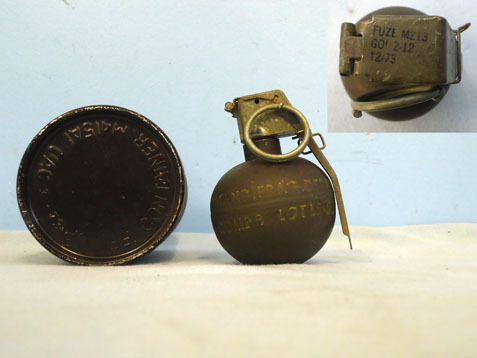 INERT DEACTIVATED Rare Near Mint Vietnam War Period American M67 Fragmentation H INERT DEACTIVATED Rare Near Mint Vietnam War Period American M67 Fragmentation H Antique & Militaria