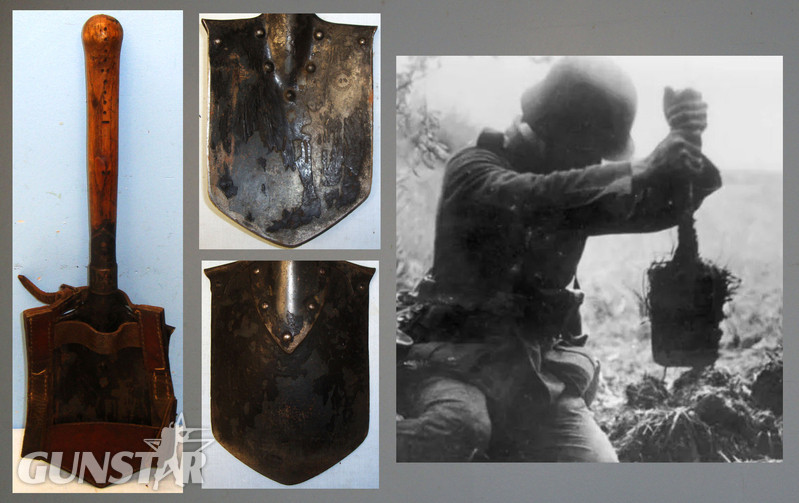 WW1 1915 Imperial German Army Entrenching Spade Tool / Trench Fighting Weapon With 1916 Leather Carrier / Frog. MISC 895. WW1 1915 Imperial German Army Entrenching Spade Tool / Trench Fighting Weapon With 1916 Leather Carrier / Frog. MISC 895. Other Accessory in 