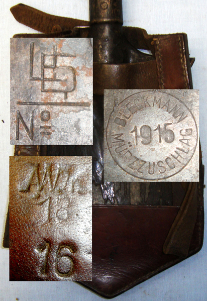 WW1 1915 Imperial German Army Entrenching Spade Tool / Trench Fighting Weapon With 1916 Leather Carrier / Frog. MISC 895. WW1 1915 Imperial German Army Entrenching Spade Tool / Trench Fighting Weapon With 1916 Leather Carrier / Frog. MISC 895. Other Accessory