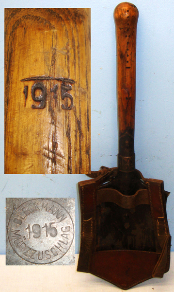  WW1 1915 Imperial German Army Entrenching Spade Tool / Trench Fighting Weapon With 1916 Leather Carrier / Frog. MISC 895. WW1 1915 Imperial German Army Entrenching Spade Tool / Trench Fighting Weapon With 1916 Leather Carrier / Frog. MISC 895. Other Accessory