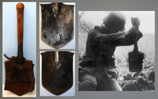 WW1 1915 Imperial German Army Entrenching Spade Tool / Trench Fighting Weapon With 1916 Leather Carrier / Frog. MISC 895. WW1 1915 Imperial German Army Entrenching Spade Tool / Trench Fighting Weapon With 1916 Leather Carrier / Frog. MISC 895. Other Accessory
