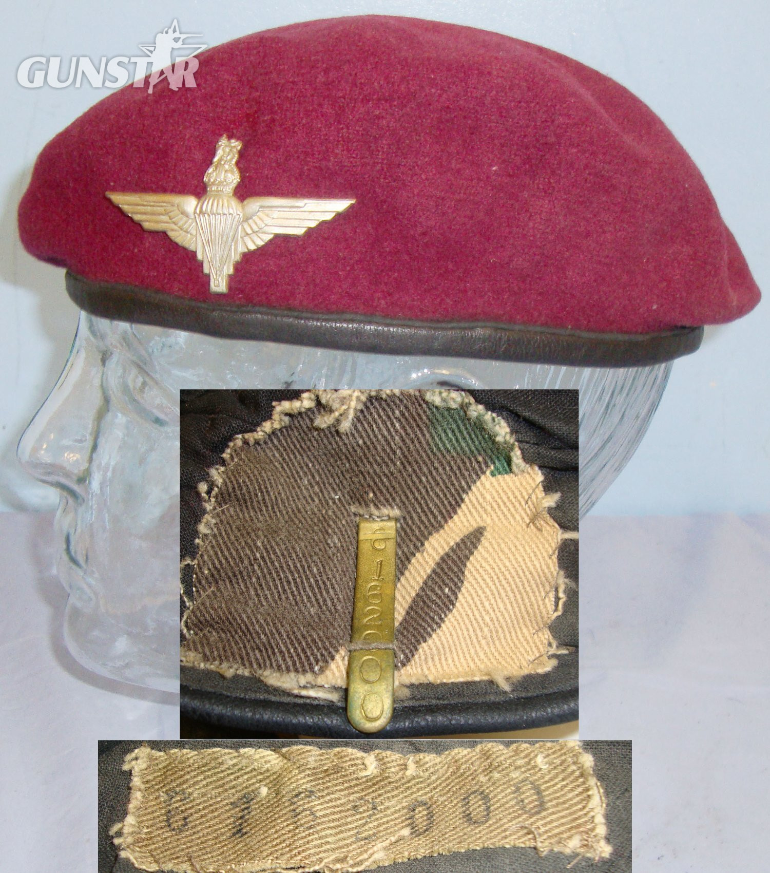 Original, WW2 British Parachute Regiment Red Beret with Kings Crown Para Cap Badge to Para 6162000. Stock Number HE 865  Clothing