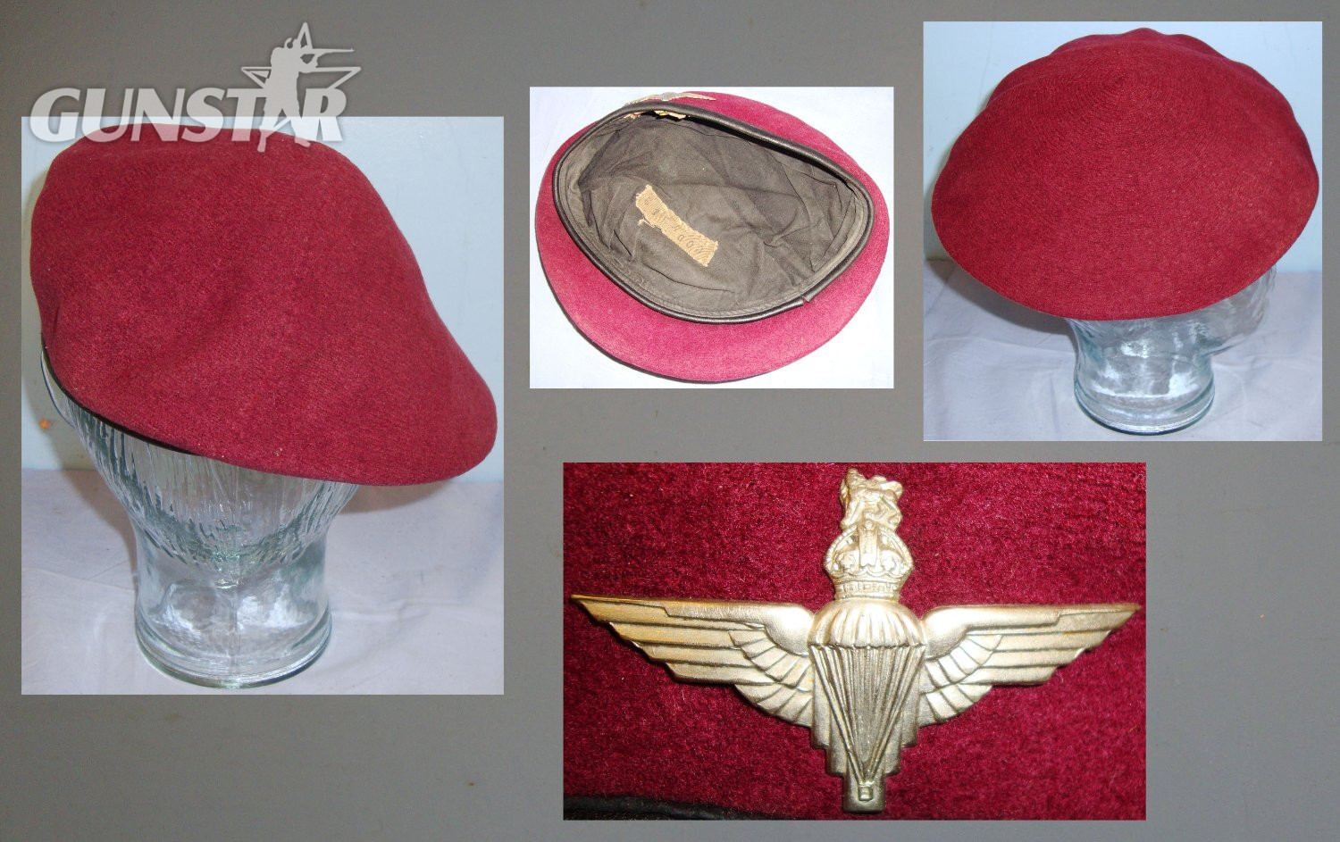 Original, WW2 British Parachute Regiment Red Beret with Kings Crown Para Cap Badge to Para 6162000. Stock Number HE 865  Clothing