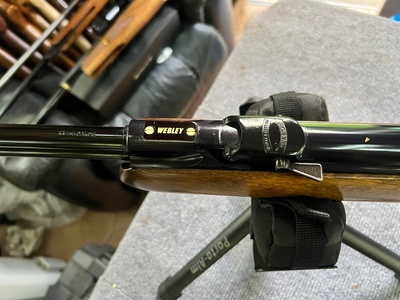 Webley Scott Birmingham  Lovely Webley ellipse mk 1  in .22 comes with factory stubby silencer   Gun is in overall good condition for its age  .22