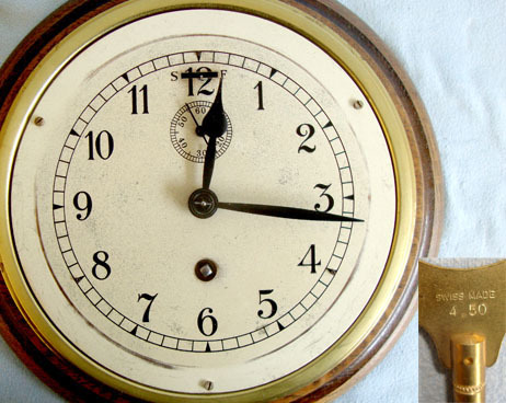  Naval Ship\'s Brass Bulkhead Clock With 60 Seconds Time Keeping Feature Mounted  British Naval Ship's Brass Bulkhead Clock With 60 Seconds Time Keeping Feature M Other Accessory