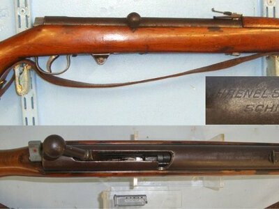NAZI HITLER YOUTH CONNECTIONS* RARE* HIGHLY SOUGHT AFTER*1930’s German Schmeisser’s Patent Haenel Model 33 Junior (Small Form K98k) 4.4mm BB Lead Balls Only Bolt Action 6 Shot Magazine Fed Military Training Air Rifle & Sling. Sn 23617 air rifle BB