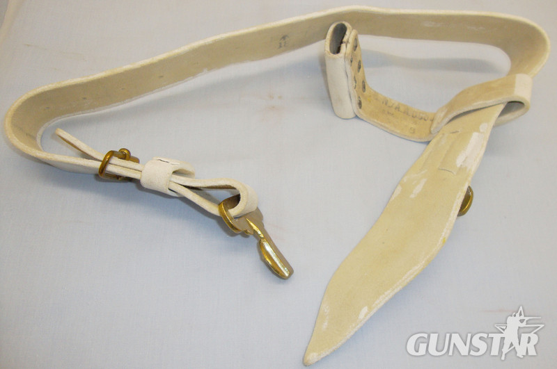  George V – VI White Buff Leather Dress/Parade Belt with Frog. L 404. George V – VI White Buff Leather Dress/Parade Belt with Frog. L 404. Antique & Militaria