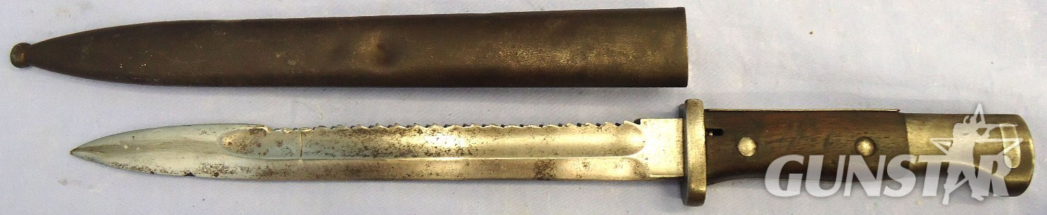Imperial German. WW1, 1915 Dated, Model 1884/98 Sawback Bayonet Complete with Steel Scabbard, Leather Frog & Knot by Erfurt. Sn 23478:66  Bayonet - {CATEGORY} in 