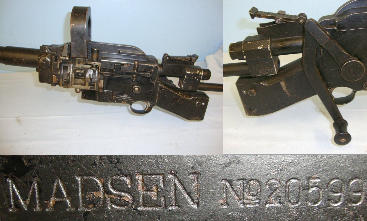 WW2 Era Danish Madsen 7.92mm Calibre Box Belt Fed Light Machine Gun For Aircraft & Tank Mounting Period Fitted With Bi Pod For Crew / Infantry Use**COCKS & DRY FIRES**EARLY UK 1993 DEACTIVATION CERTIFICATED** Sn 20067:60 None Machine Gun