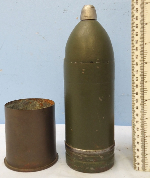  INERT DEACTIVATED. Rare, Unfired, German WW2, Gr39 Hollow Charge Fixed Round (7.5 x 89R) for the 7,5 cm leichtes Infanteriegeschütz 18 (7,5 cm le.IG 18) Infantry Support Gun. - O 1800 INERT DEACTIVATED. Rare, Unfired, German WW2, Gr39 Hollow Charge Fixed Round (7.5 x 89R) for the 7,5 cm leichtes Infanteriegeschütz 18 (7,5 cm le.IG 18) Infantry Support Gun. - O 1800  Other Ammunition