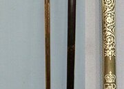 MINT**Post 1952 British Wilkinson Sword Ltd QE II Royal Household Clam Shell Court Sword With Blued & Etched Panels Blade, Gilt Hilt Fitted With Bullion Cord & Portepee & Scabbard. Sn 23573 Sword
