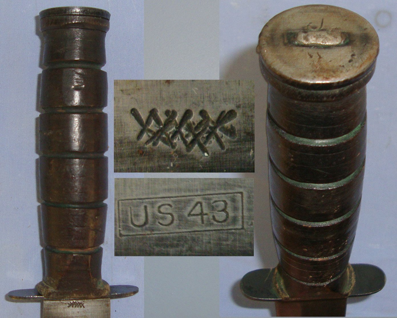 WW2 1943 US Army Ka-Bar Fighting Knife With Original USMC (United States Marine Corps) Leather Scabbard. ED 3031 Knive