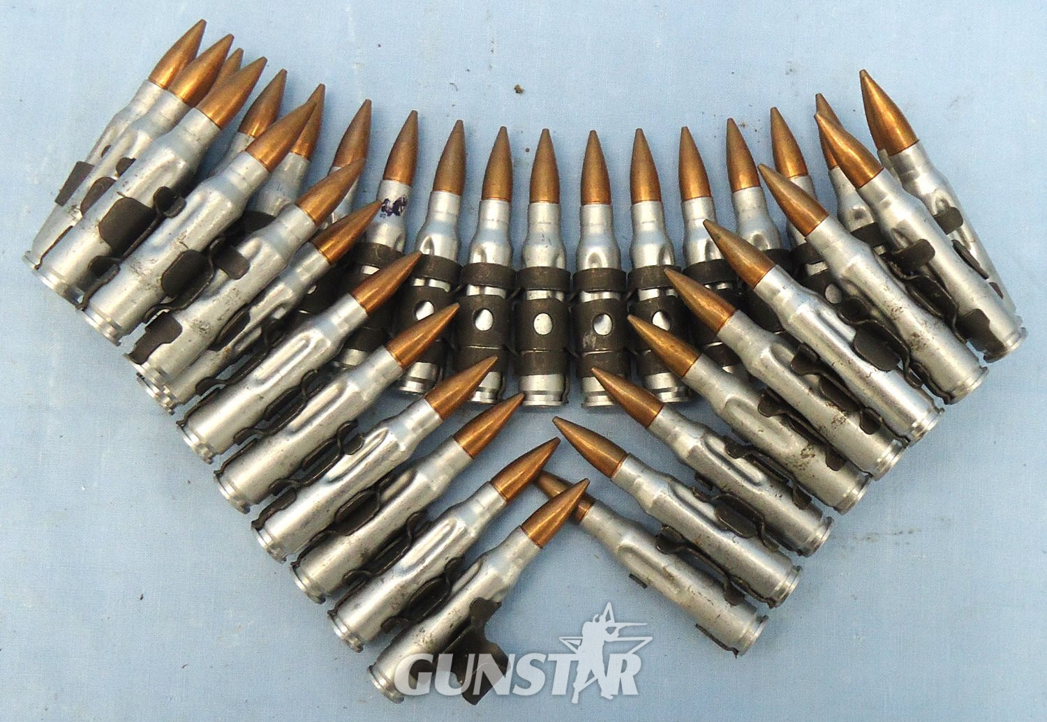 INERT DEACTIVATED. British 7.62 (7.62x51) Drill Rounds, (36), 1990 Dated, in Links for the Gimpy (General Purpose Machine Gun) used by the British Army. O 2310 INERT DEACTIVATED. British 7.62 (7.62x51) Drill Rounds, (36), 1990 Dated, in Links for the Gimpy (General Purpose Machine Gun) used by the British Army. O 2310 Various Other Ammunition 