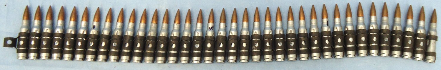 INERT DEACTIVATED. British 7.62 (7.62x51) Drill Rounds, (36), 1990 Dated, in Links for the Gimpy (General Purpose Machine Gun) used by the British Army. O 2310 INERT DEACTIVATED. British 7.62 (7.62x51) Drill Rounds, (36), 1990 Dated, in Links for the Gimpy (General Purpose Machine Gun) used by the British Army. O 2310 Various Other Ammunition - {CATEGORY} in 