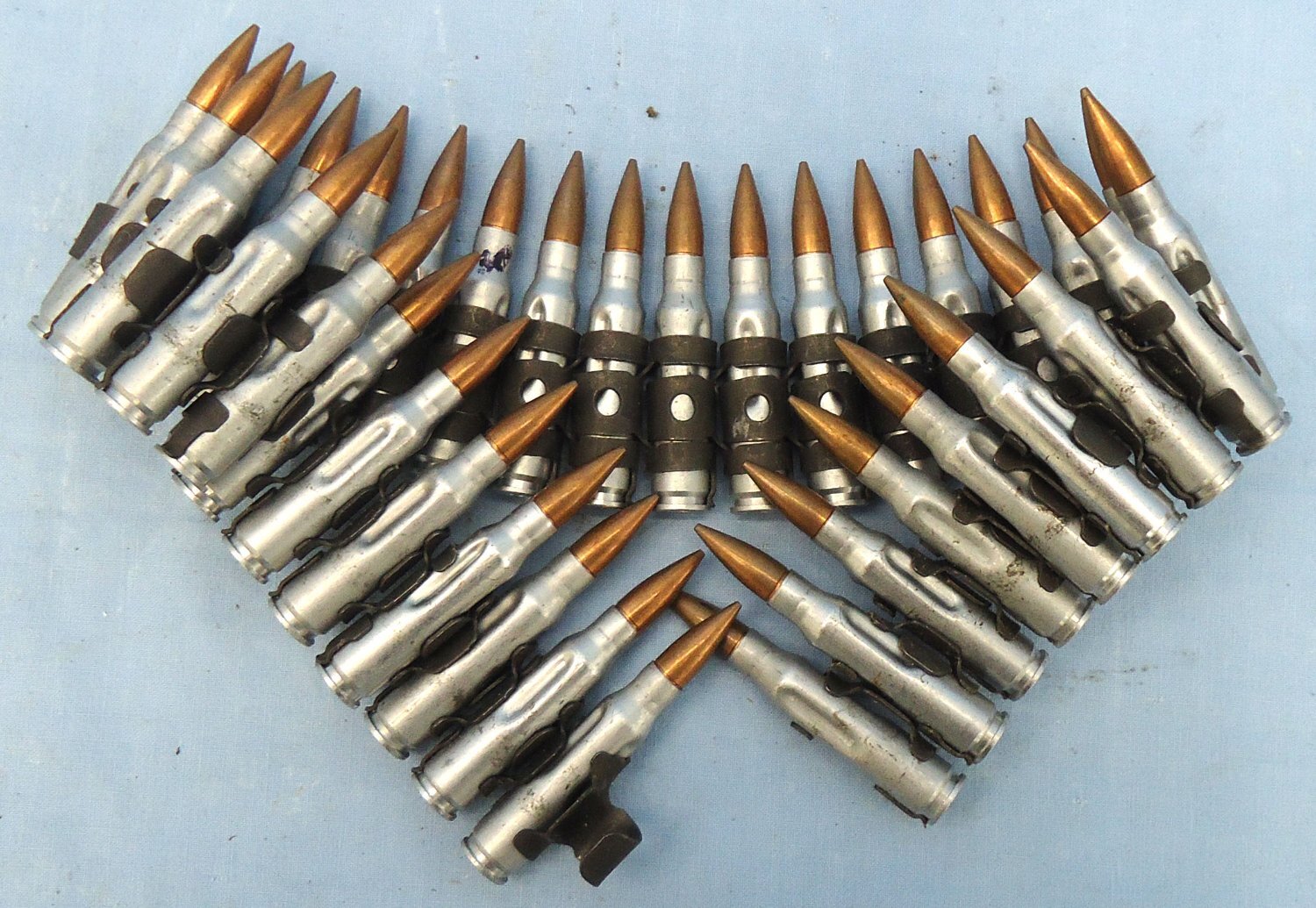 INERT DEACTIVATED. British 7.62 (7.62x51) Drill Rounds, (36), 1990 Dated, in Links for the Gimpy (General Purpose Machine Gun) used by the British Army. O 2310 INERT DEACTIVATED. British 7.62 (7.62x51) Drill Rounds, (36), 1990 Dated, in Links for the Gimpy (General Purpose Machine Gun) used by the British Army. O 2310 Various Other Ammunition 
