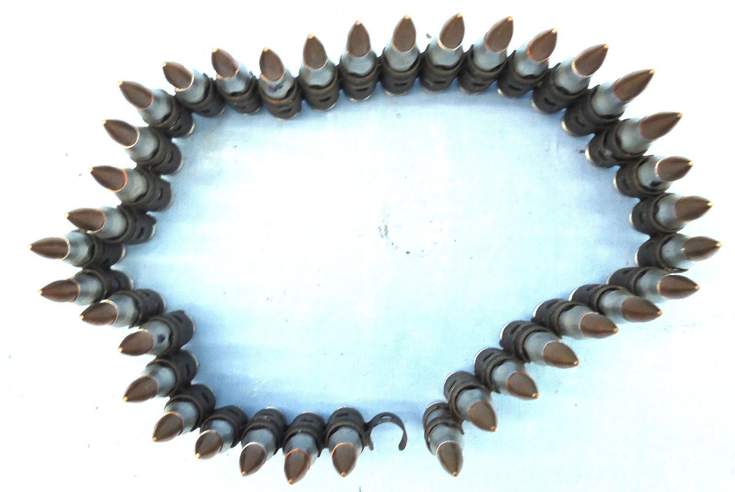 {CATEGORY} - INERT DEACTIVATED. British 7.62 (7.62x51) Drill Rounds, (36), 1990 Dated, in Links for the Gimpy (General Purpose Machine Gun) used by the British Army. O 2310 INERT DEACTIVATED. British 7.62 (7.62x51) Drill Rounds, (36), 1990 Dated, in Links for the Gimpy (General Purpose Machine Gun) used by the British Army. O 2310 Various Other Ammunition in 