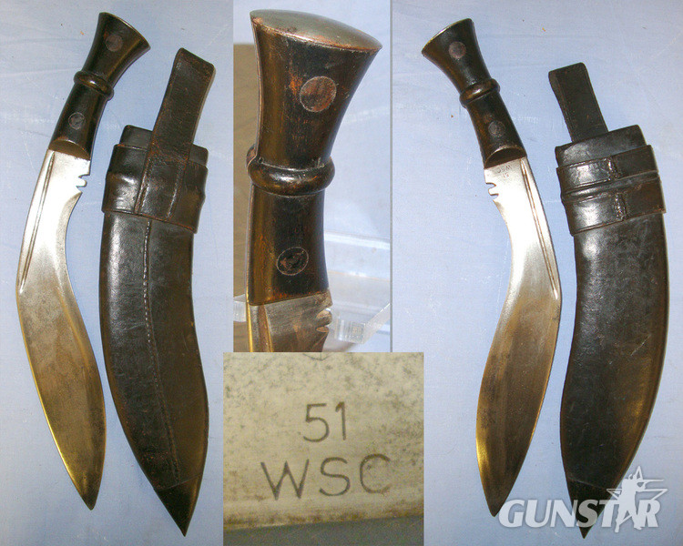 RARE, ONE OF ONLY 1400** British WD Military Issue 1951 Contract WSC (Wilkinson Sword Company) Kukri With Scabbard, Uniform Collection & 1944 Mess Presentation Tankard All To Lt R.T. Gibson 152 Indian Punjab Parachute Battalion Other Blade