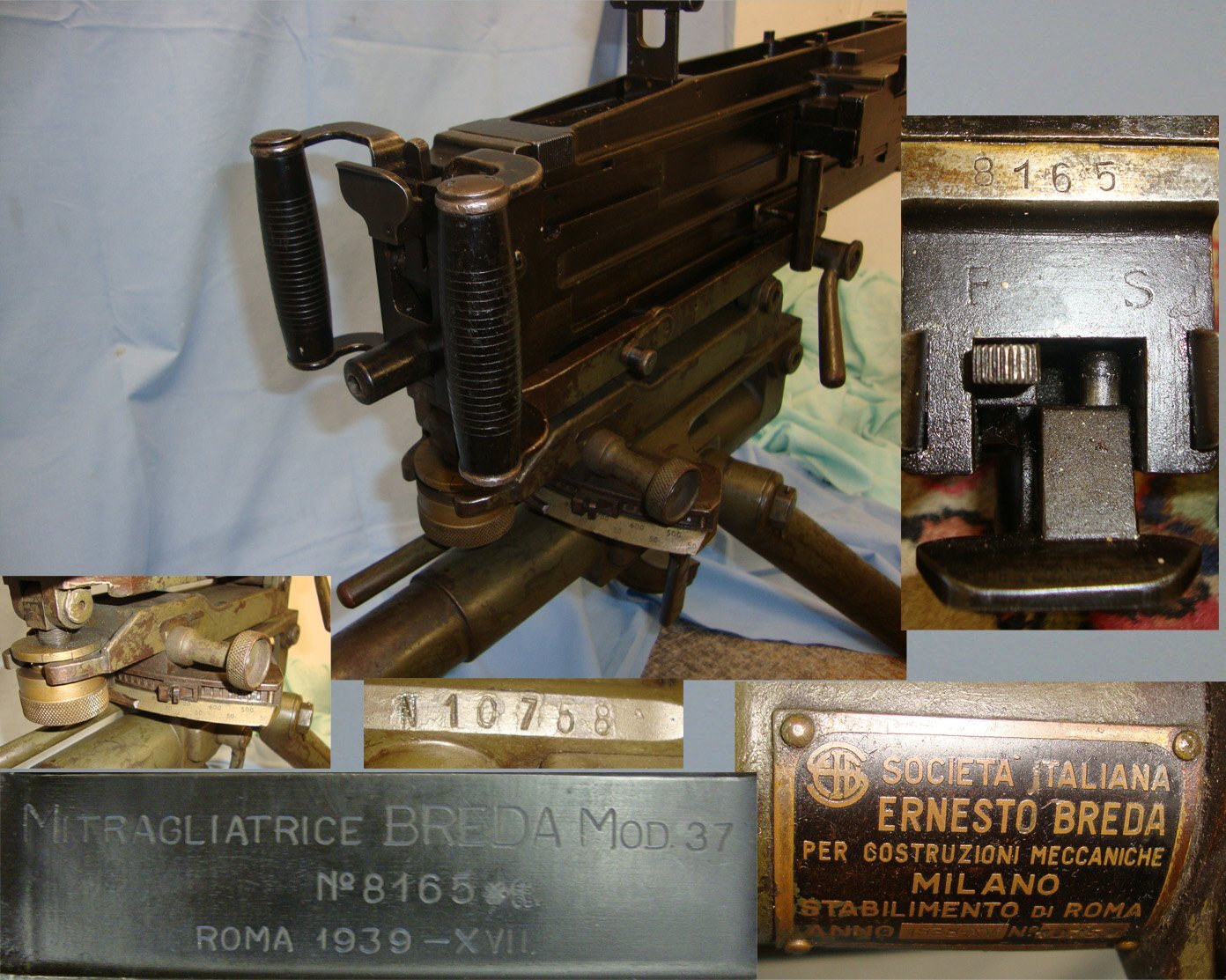 Early WW2 1939 Roma Italian Mitragliatrice Breda Modello 37 (Breda Mod. 37) 8mm Calibre Medium Machine Gun With 1938 Societa Italiana Milano Breda Tripod**MOVING PARTS**UK/EU DEACTIVATION CERTIFICATED** D 1472 None Machine Gun