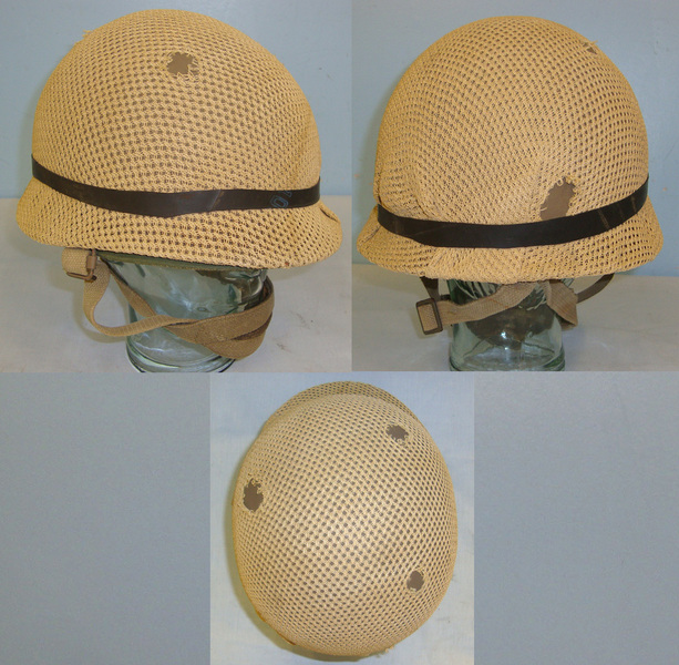  1974 Dated Israel Defence Forces (IDF) Paratrooper’s 2 Part Jump Helmet With Correct Liner & Desert Sand Colour Camouflage Net Cover With Label All With IDF Stylised ‘Z’ Zahal Marks Clothing