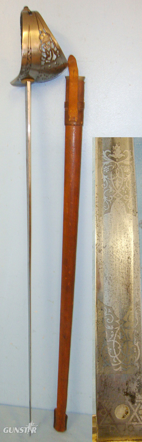  NAMED**WW1 Era British George V 1897 Pattern Sword With Presentation Etched Blade ‘Presented To Captain Goronwy Owen By His Golfing Friends March 1st 1915’ (Lieutenant-Colonel Goronwy Owen DSO & Twice Mentioned In Despatches 15th Royal Welch Fusiliers Sword