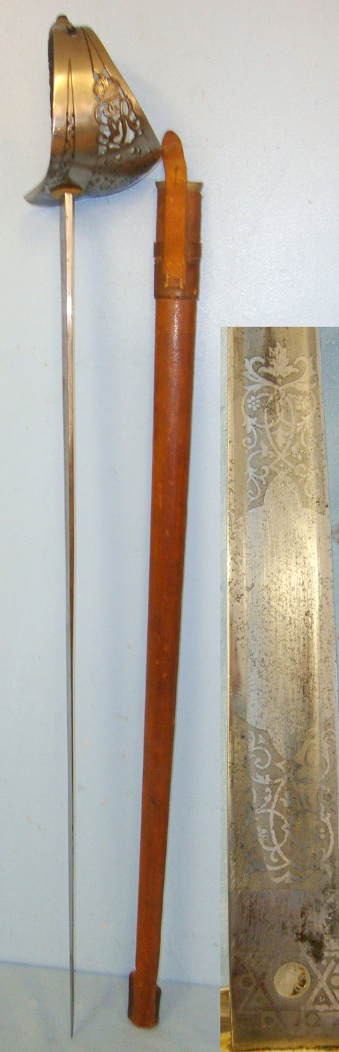  NAMED**WW1 Era British George V 1897 Pattern Sword With Presentation Etched Blade ‘Presented To Captain Goronwy Owen By His Golfing Friends March 1st 1915’ (Lieutenant-Colonel Goronwy Owen DSO & Twice Mentioned In Despatches 15th Royal Welch Fusiliers Sword