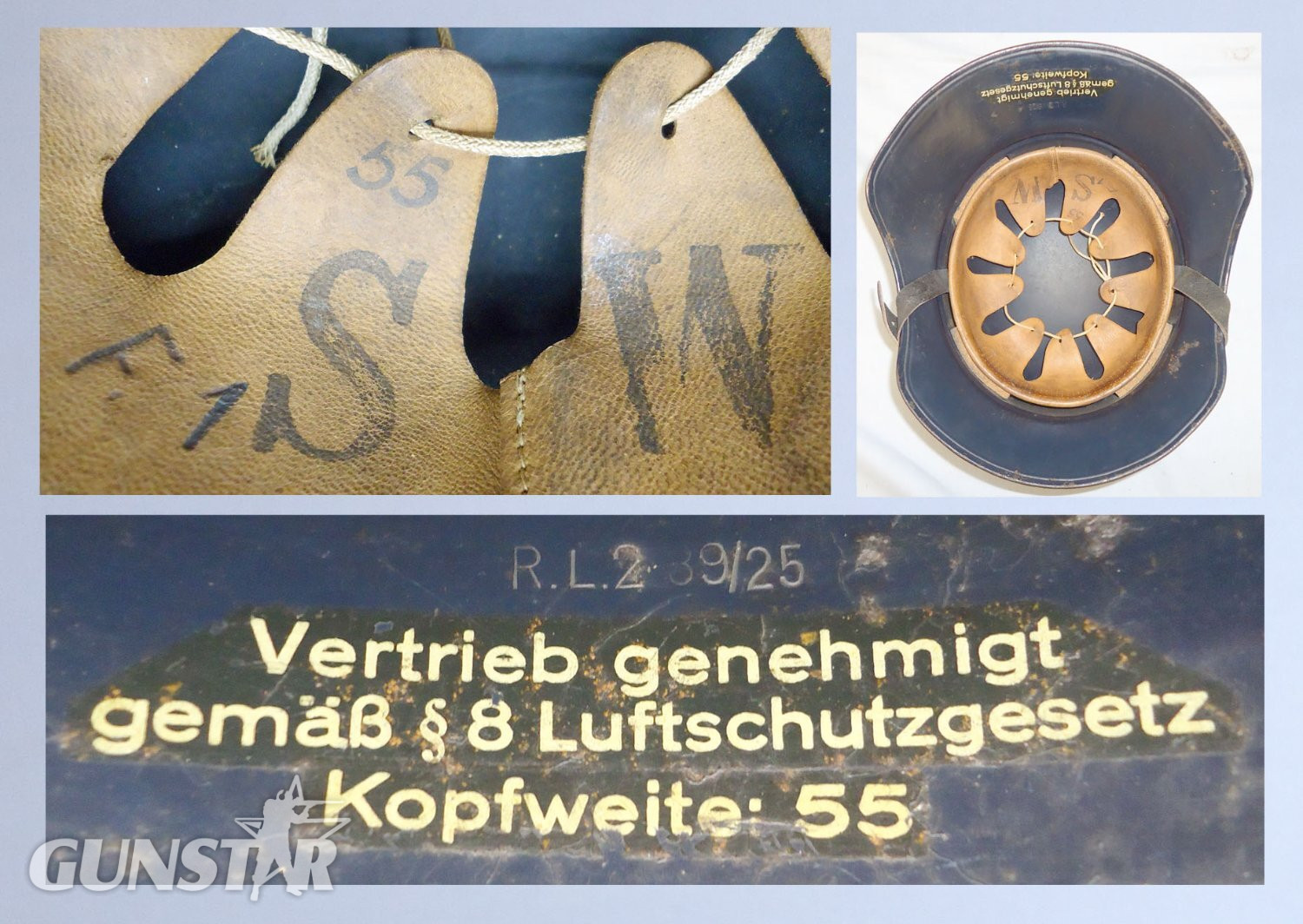  Nazi German Luftschutz One Piece Gladiator Helmet and Liner. 22170. Nazi German Luftschutz One Piece Gladiator Helmet and Liner. 22170.   Antique & Militaria