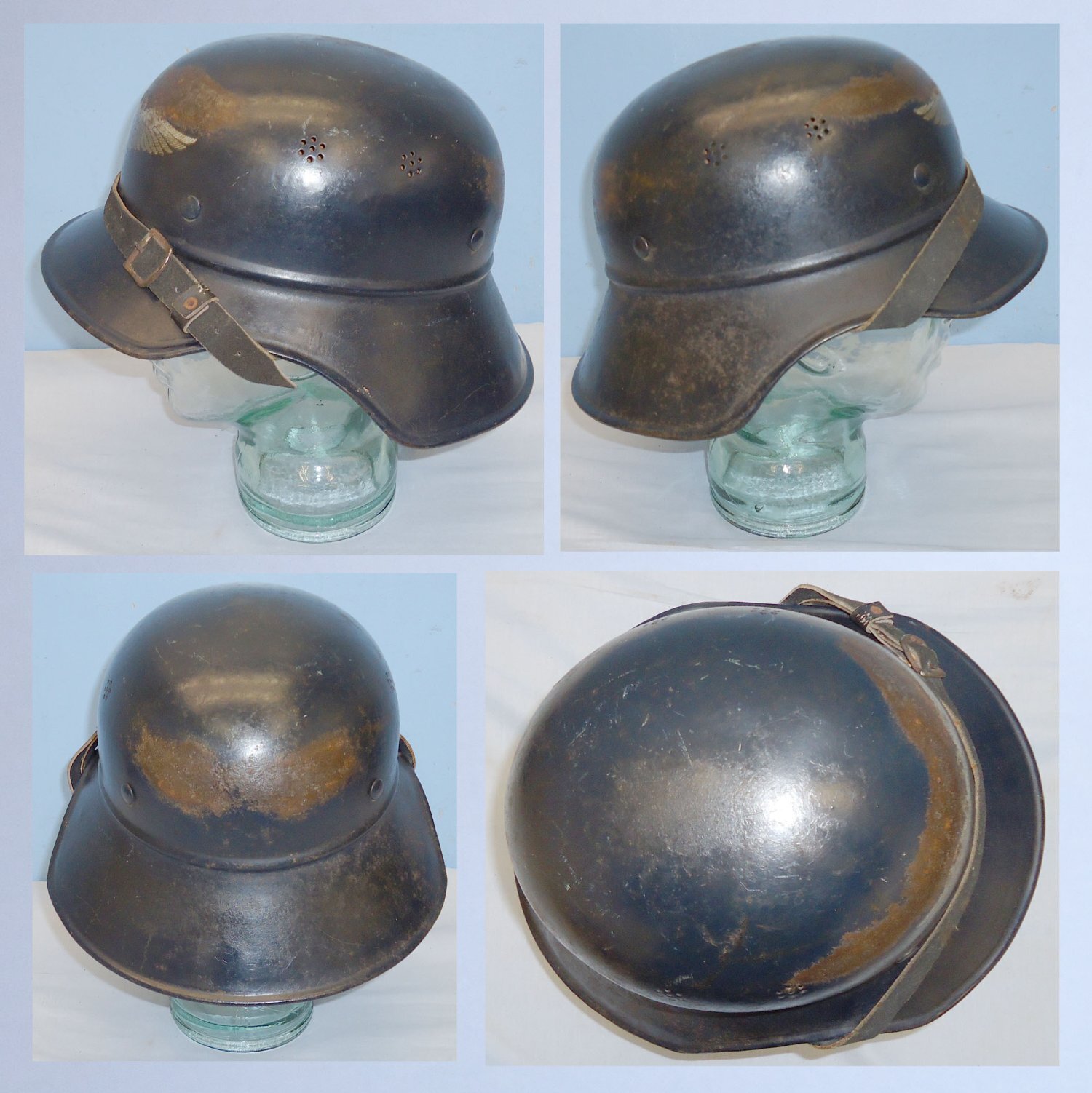 Nazi German Luftschutz One Piece Gladiator Helmet and Liner. 22170. Nazi German Luftschutz One Piece Gladiator Helmet and Liner. 22170.   Antique & Militaria