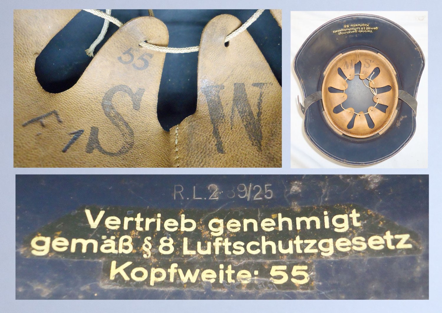  Nazi German Luftschutz One Piece Gladiator Helmet and Liner. 22170. Nazi German Luftschutz One Piece Gladiator Helmet and Liner. 22170.   Antique & Militaria