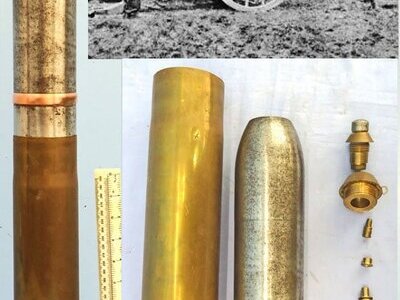 DEACTIVATED INERT. French, WW1, Unfired, 1914 Dated, 75mm Mle 1897 Field Gun High Explosive (HE) Round WITH Strippable Percussion Nose Fuze. - O 2267O 2267 DEACTIVATED INERT. French, WW1, Unfired, 1914 Dated, 75mm Mle 1897 Field Gun High Explosive (HE) Round WITH Strippable Percussion Nose Fuze. - O 2267  Other Ammunition